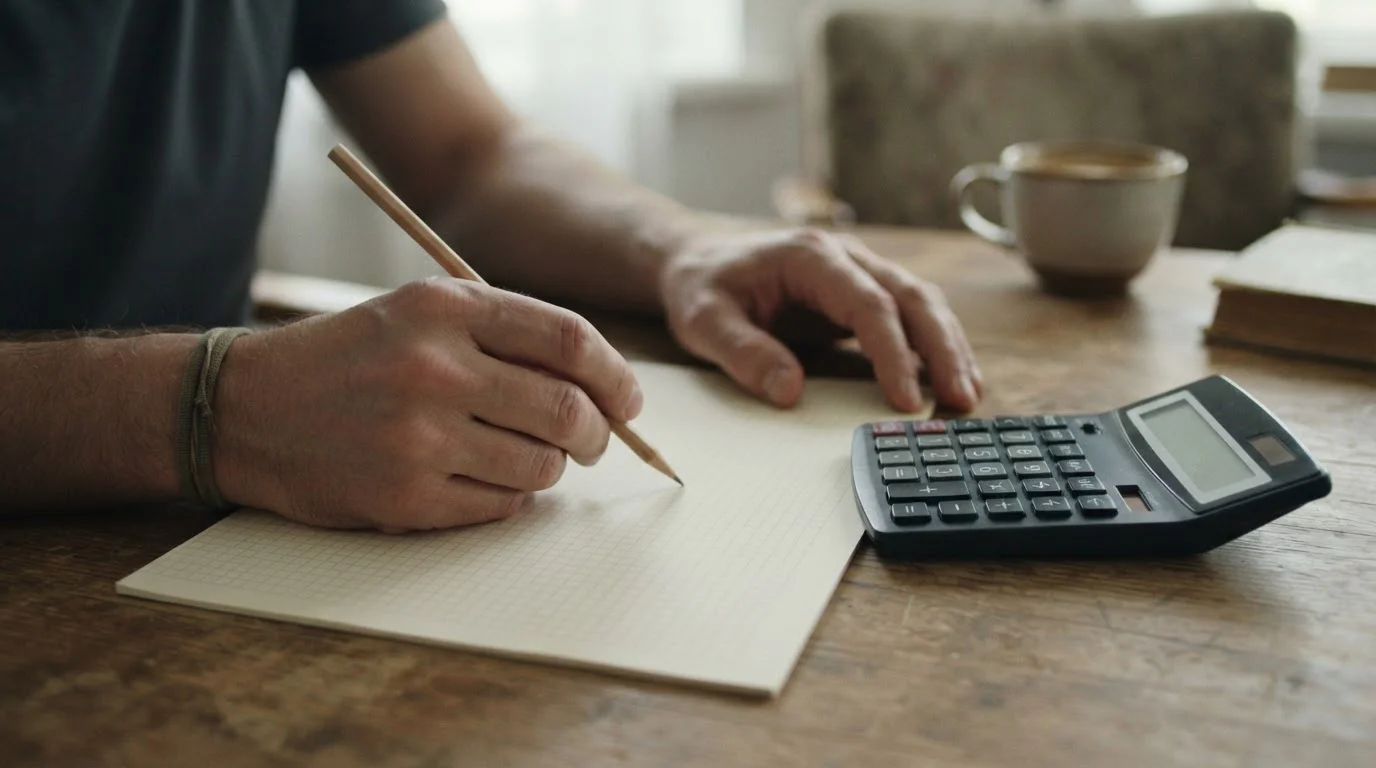 Lápiz y calculadora sobre papel cuadriculado para calcular la probabilidad implícita