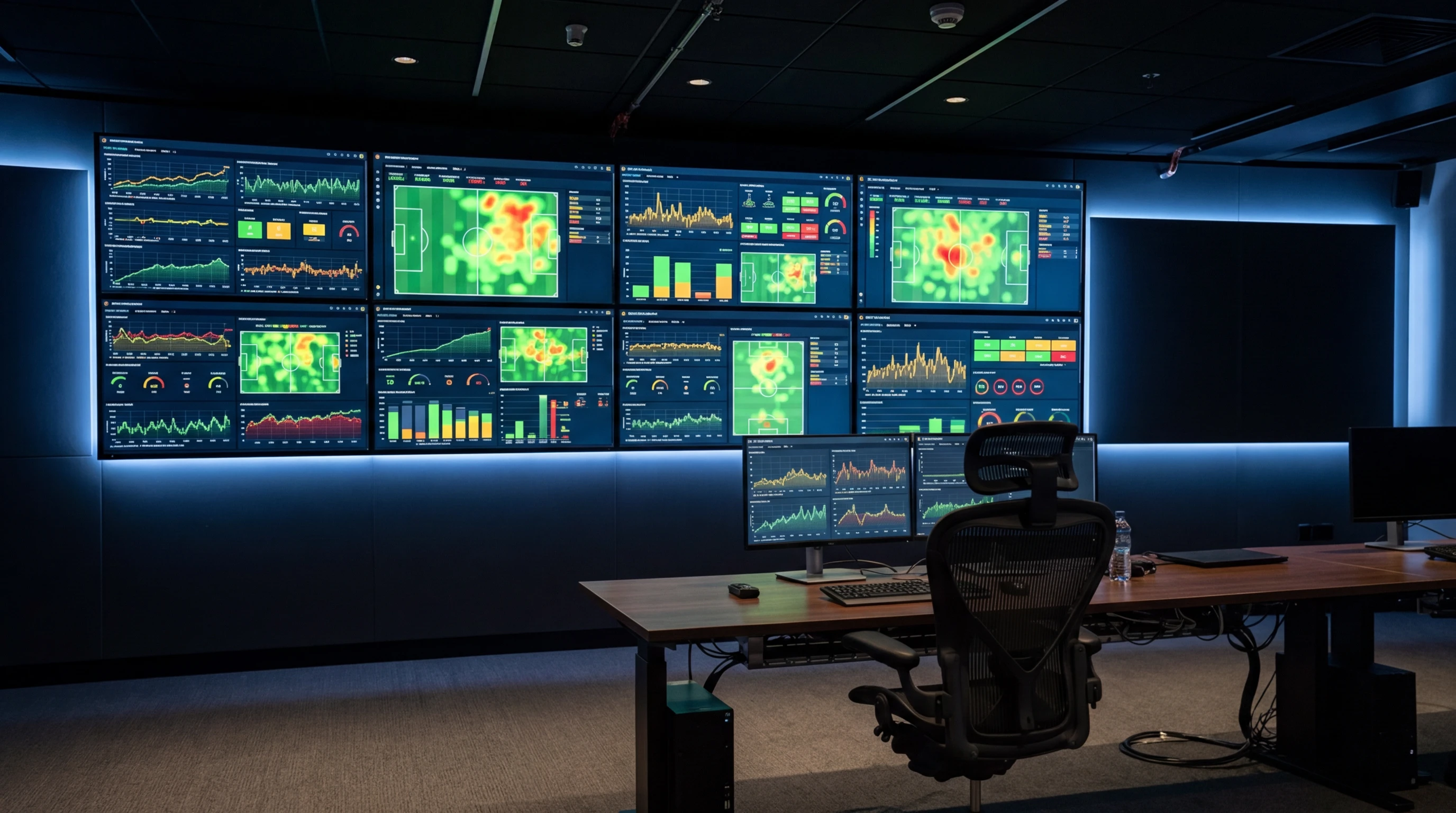 Tablero de monitoreo deportivo con graficos de seguimiento de partidos de tenis
