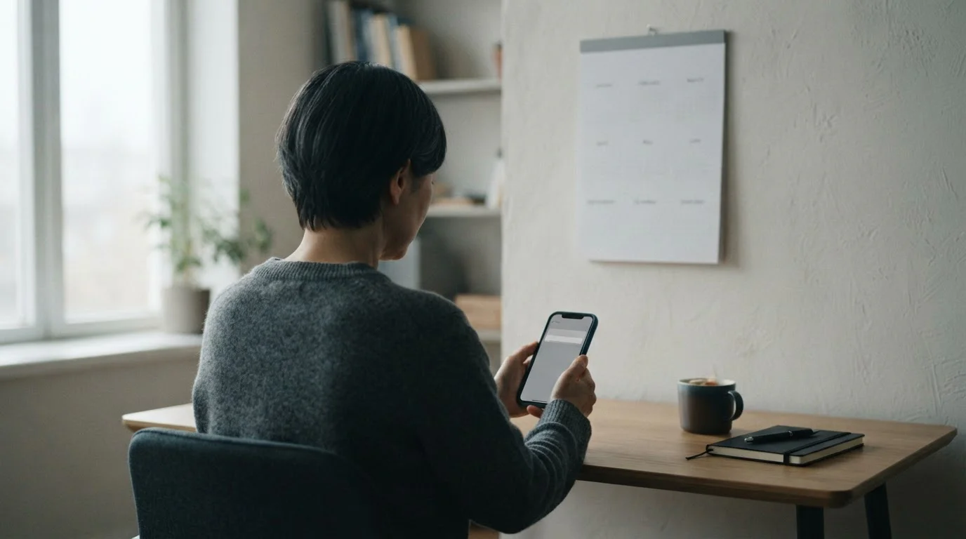 Adulto de espaldas ajustando un límite en la configuración del móvil