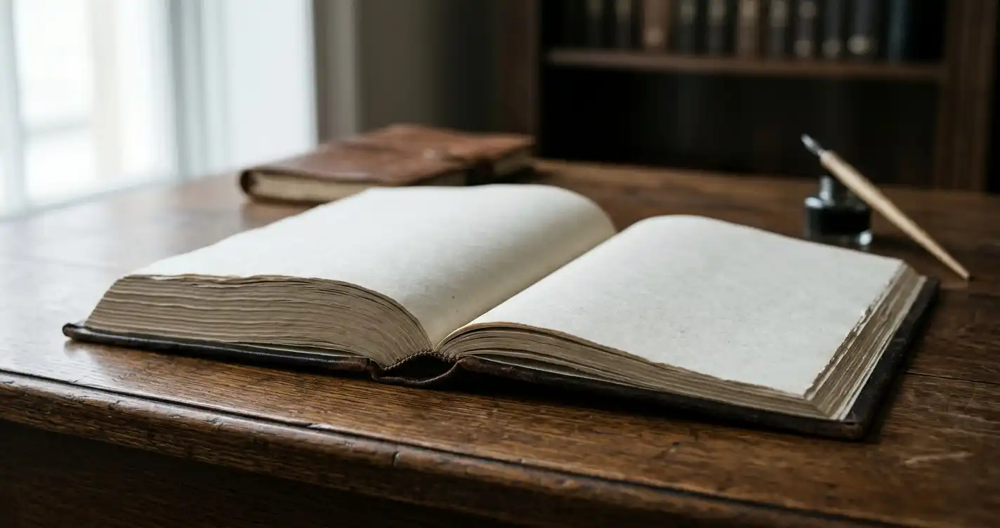Mano pasando las páginas de un documento normativo sobre un escritorio de roble