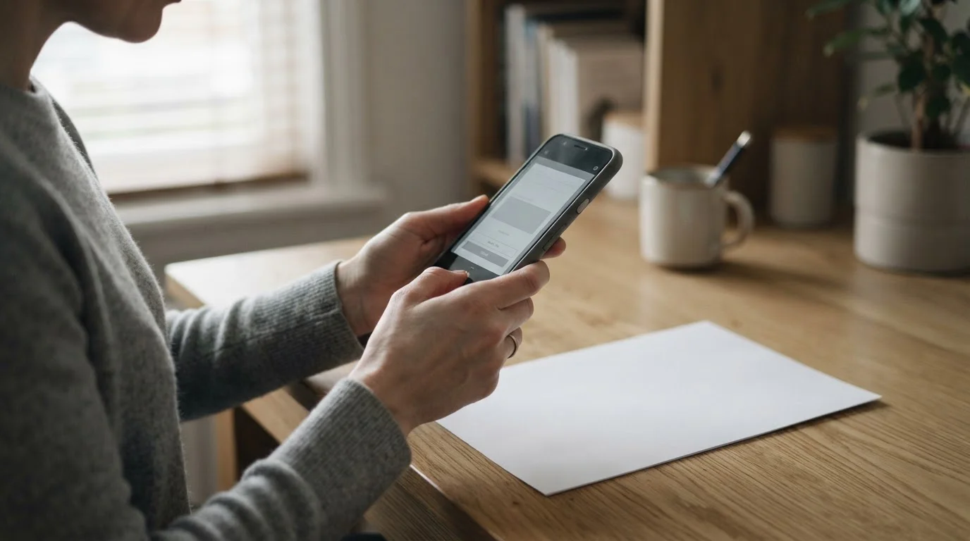 Usuario fotografiando un documento para la verificación de identidad en una app